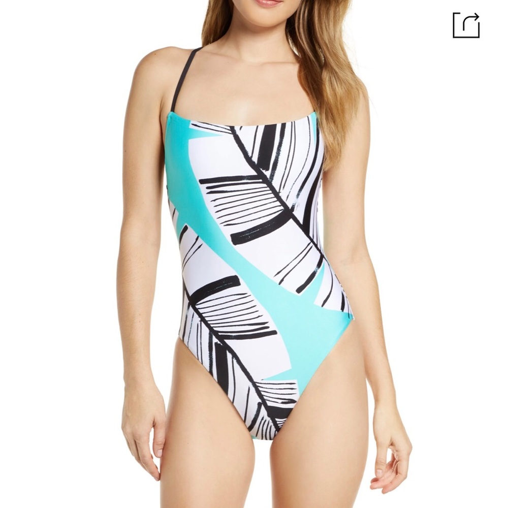Trina Turk Copacabana High Leg Swimsuit Lagoon 4,6